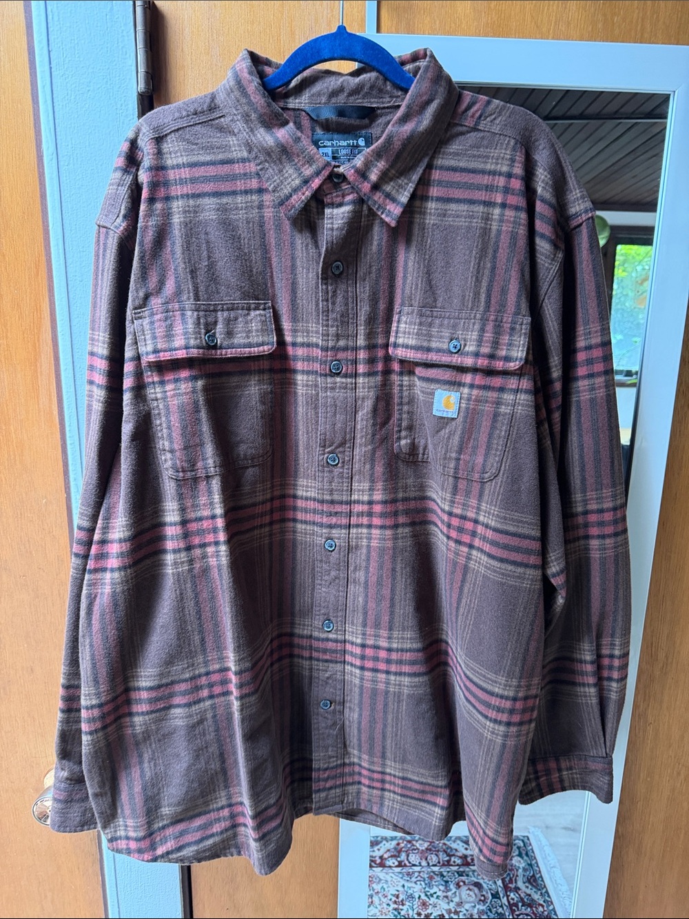 Carhartt Brown & Rust Plaid Flannel Shirt